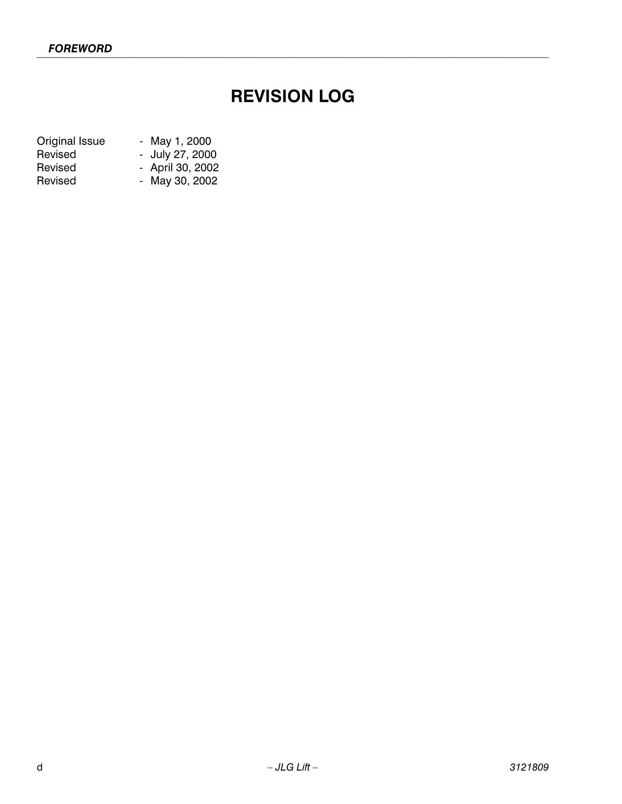 Manual del operador de mantenimiento de plataformas elevadoras JLG 100SX 110SX 110SXJ 120SXJ 3121809