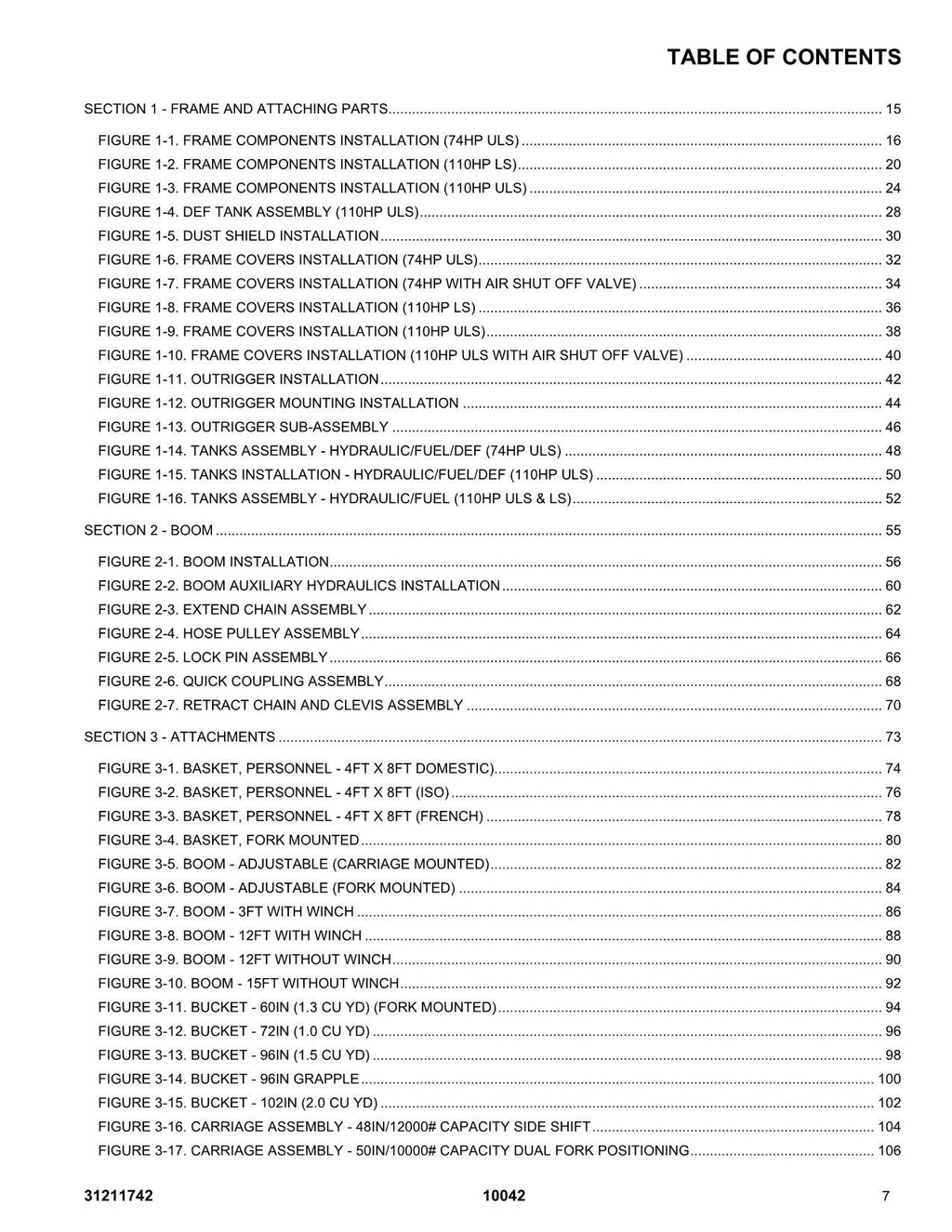 SKYTRAK  10042 Telehandler Parts Catalog Manual