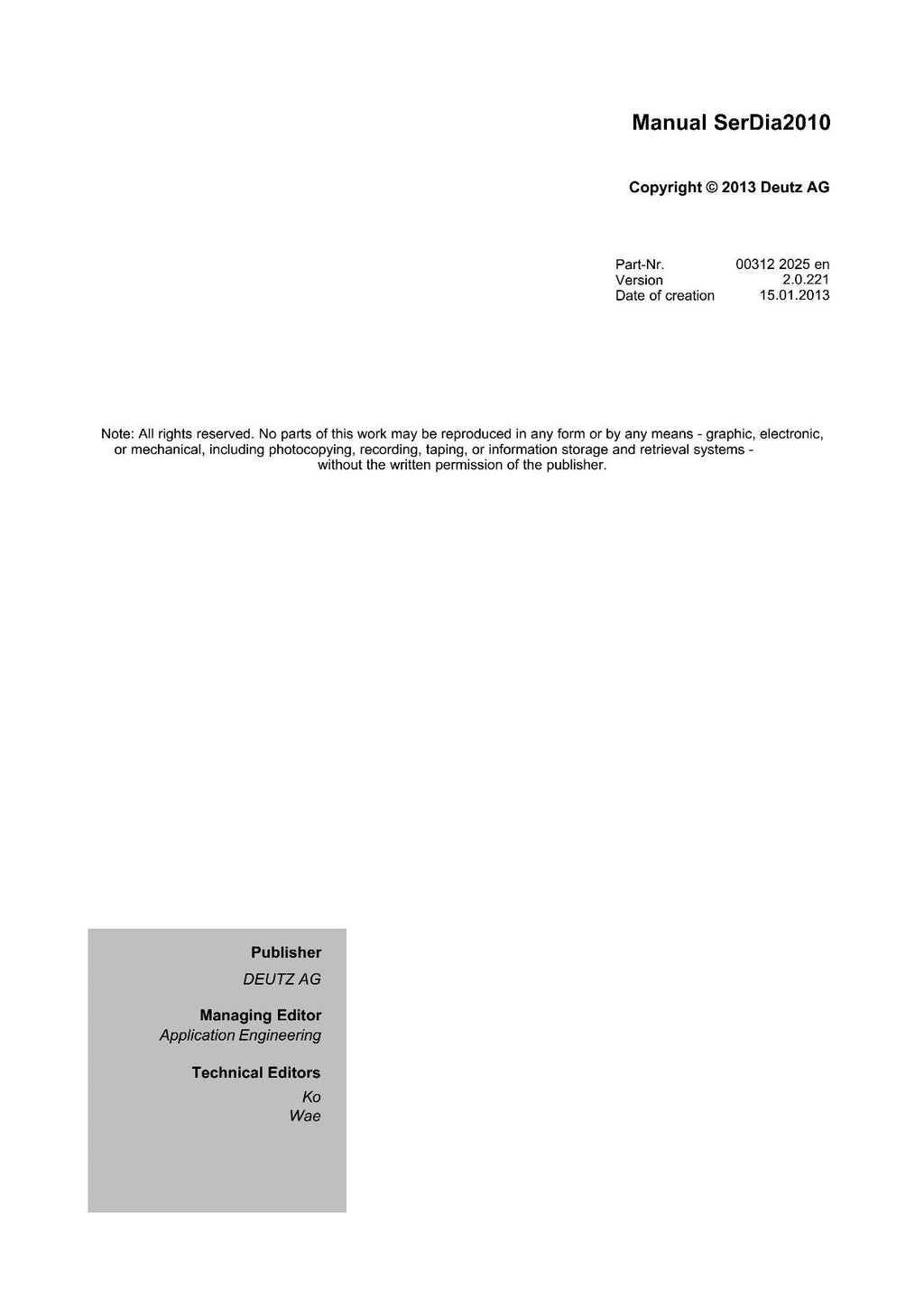 Hitachi SerDia2010 Wheel Loader Engine Manual