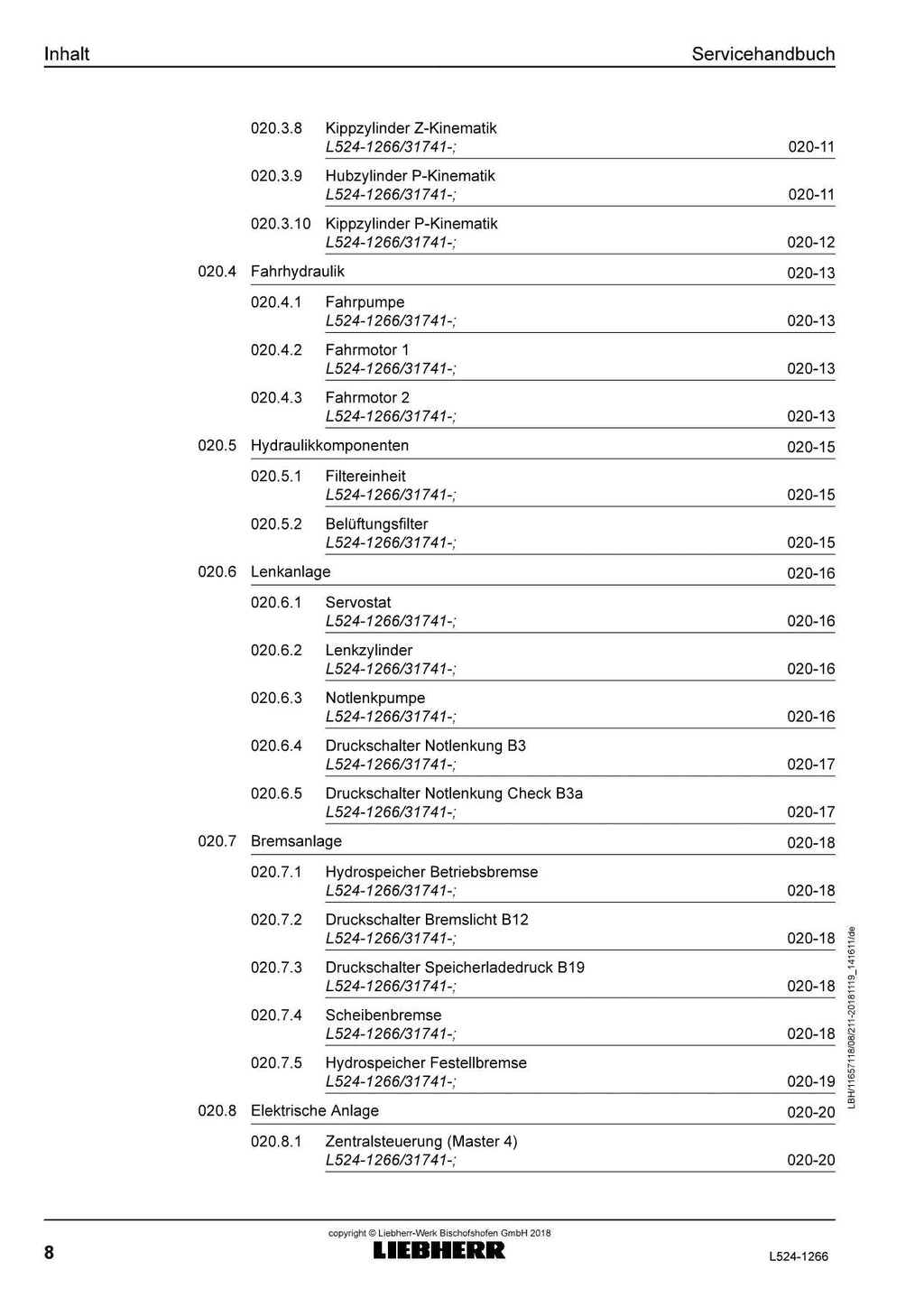 Liebherr L524 1266 Radlader Reparaturhandbuch Werkstatthandbuch