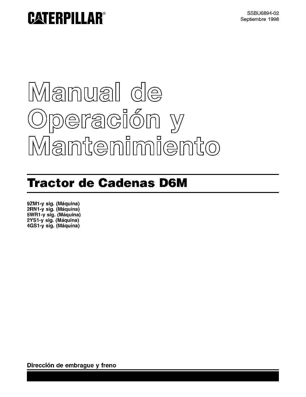 Caterpillar D6M Tractor de Cadenas Manual de Operación y Mantenimiento SSBU6894