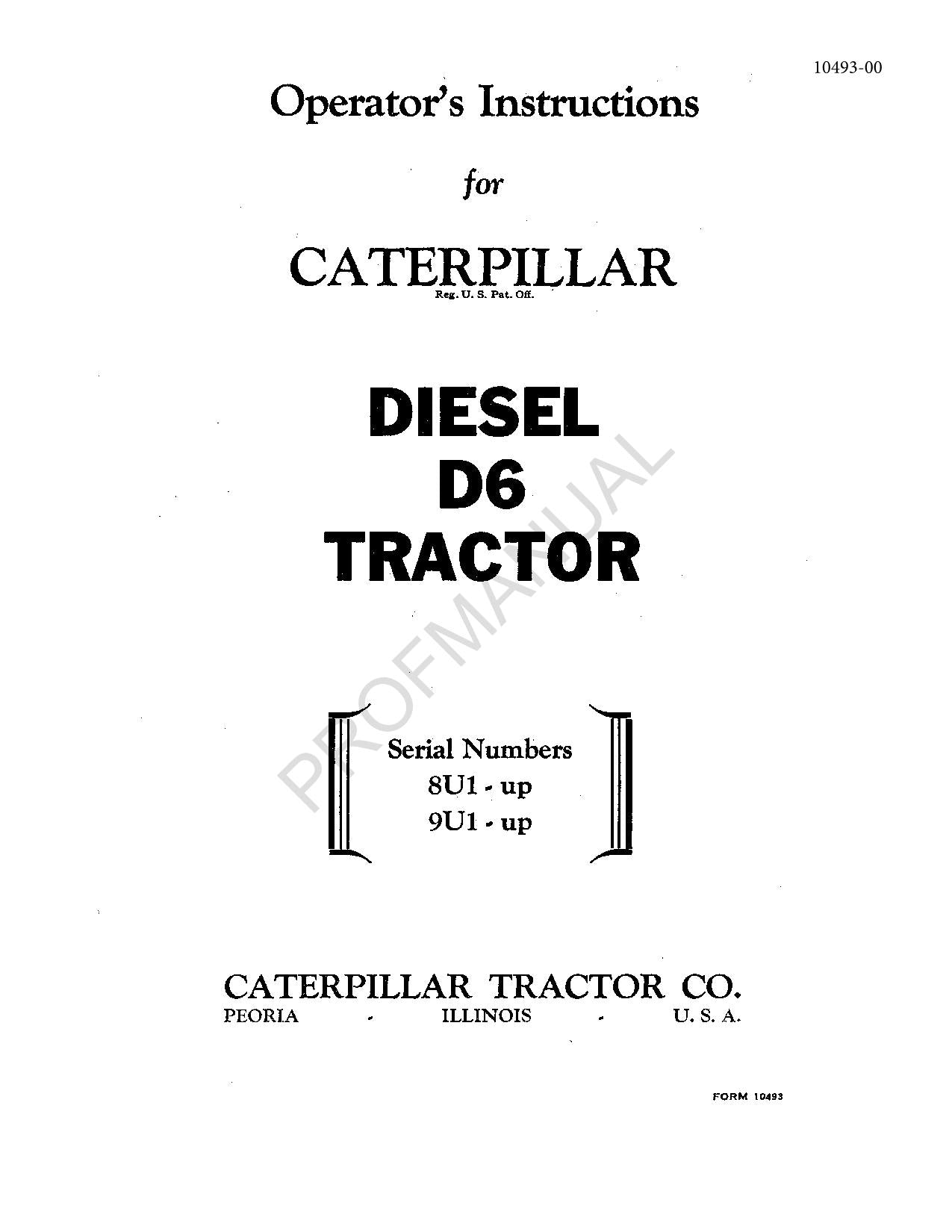 Manual de mantenimiento del operador del tractor Caterpillar Diesel D6 9U1-Up 8U1-Up