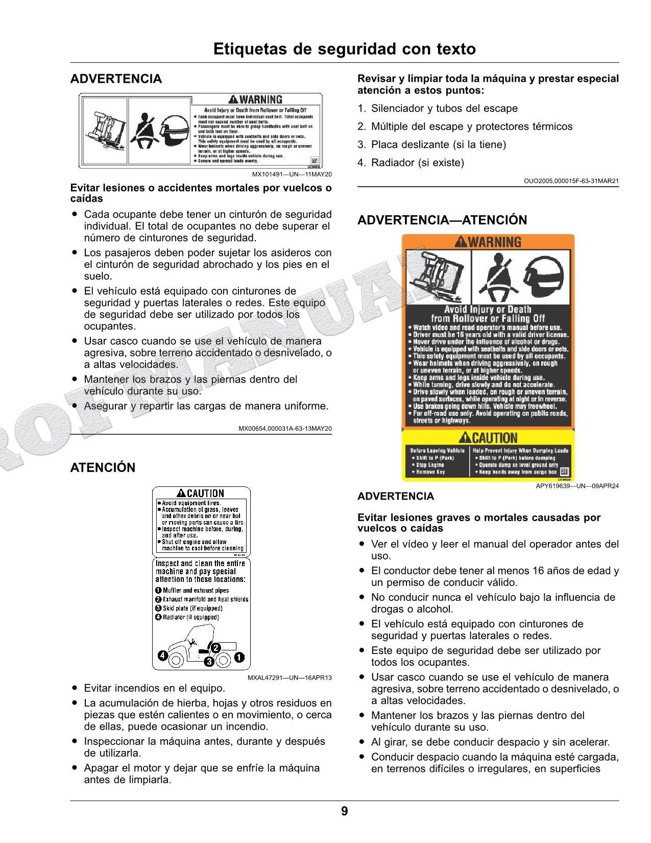 John Deere XUV560E XUV560E S4 cocodrilo Manual del Operador Español SN 080001-