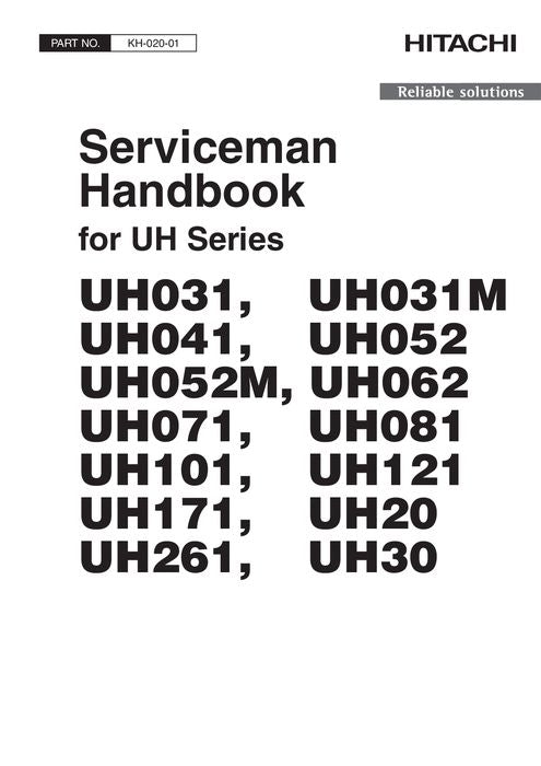 HITACHI UH031 UH041 UH071 UH171 UH261 UH052 UH20 UH30  EXCAVATOR SERVICE MANUAL