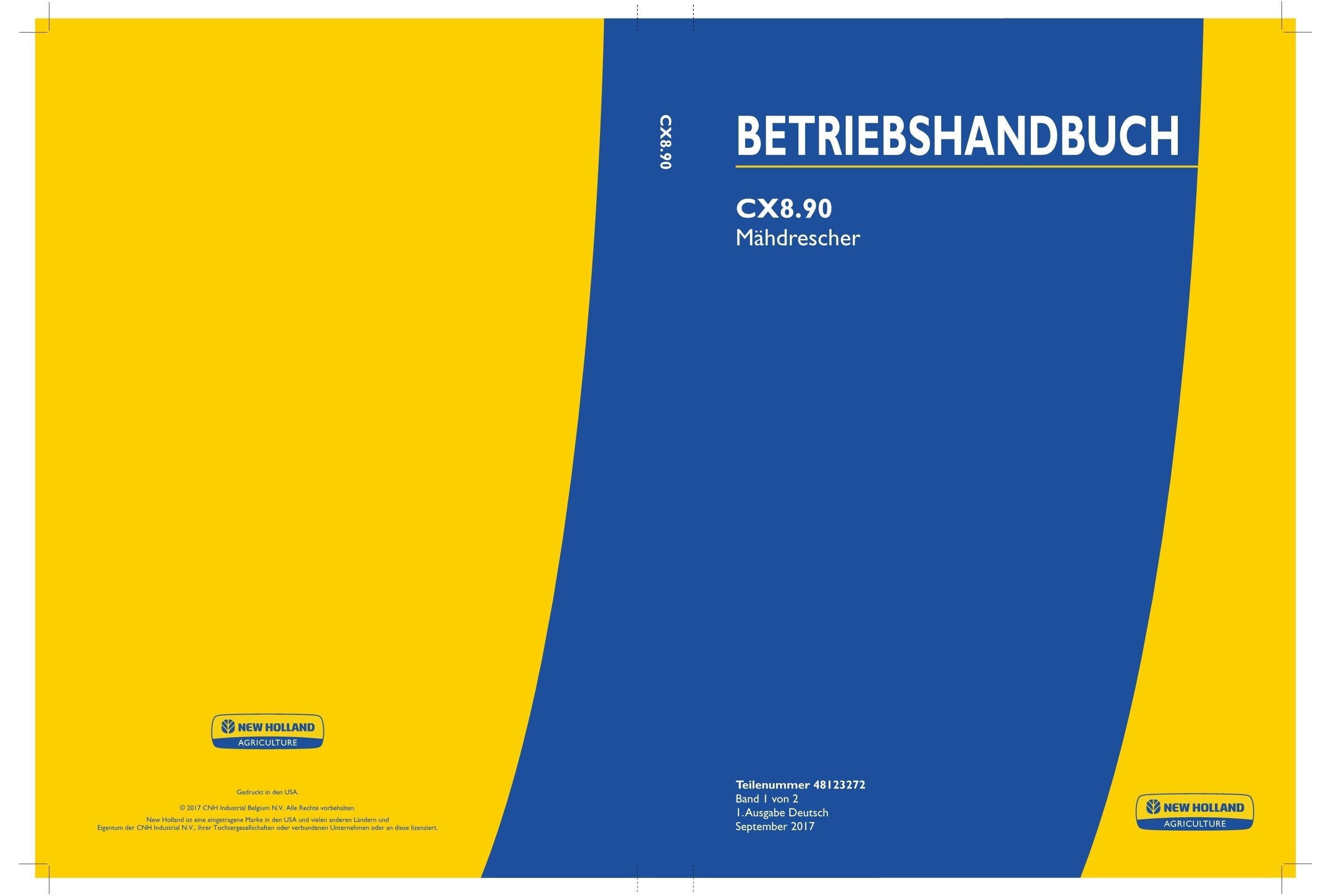 New Holland CX8 90 Mähdrescher Betriebsanleitung Ab 2001