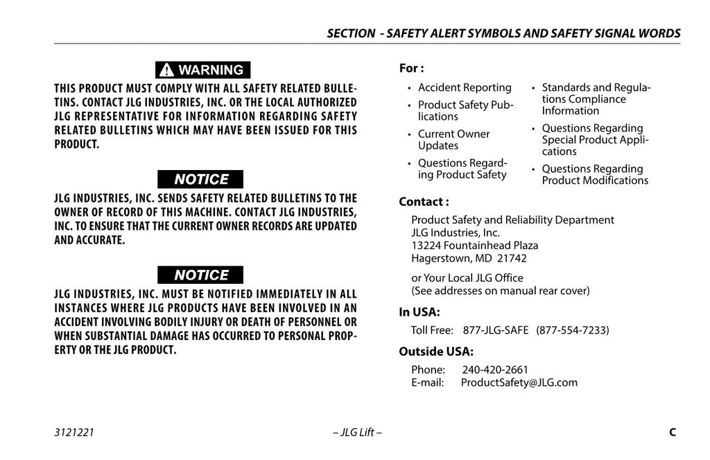 JLG 1230ES Vertical Mast Maintenance Operation Operators Manual 3121221
