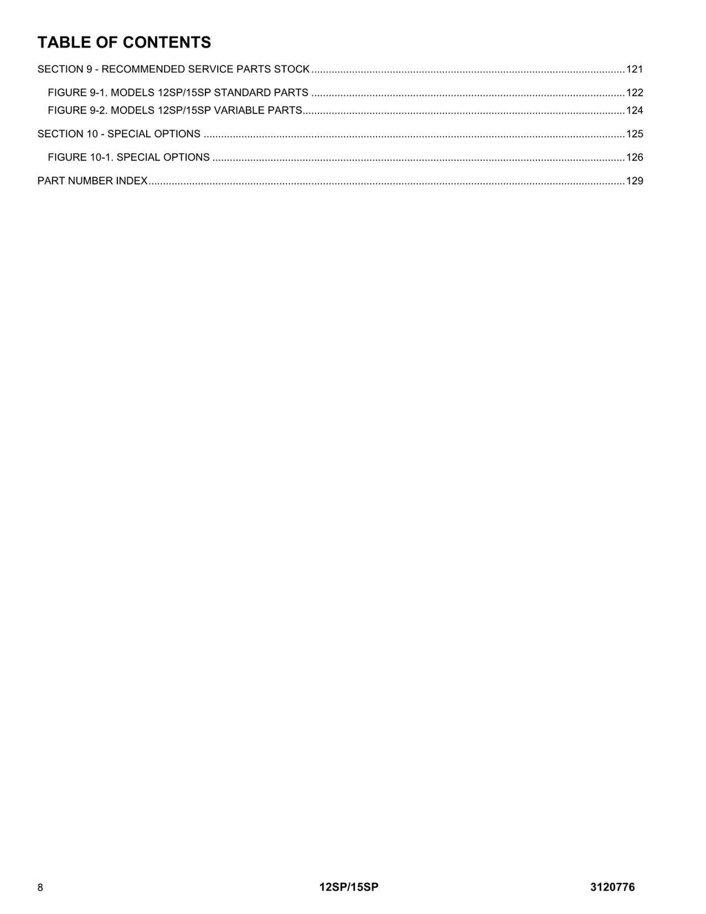 JLG 12SP 15SP Vertical Mast Parts Catalog Manual