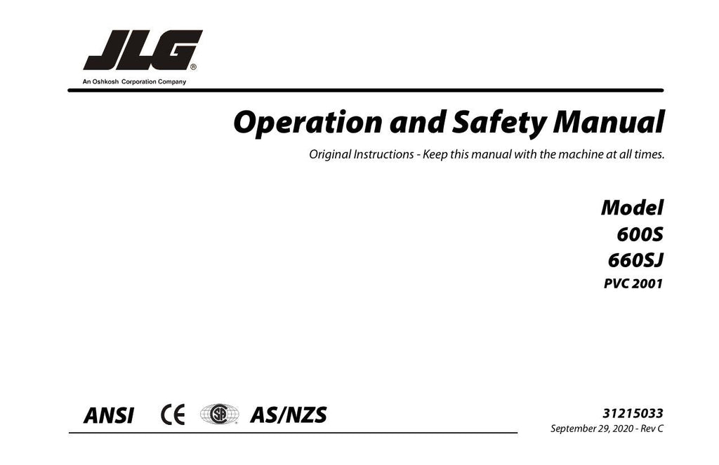 Manual del operador de mantenimiento y operación de plataformas elevadoras JLG 600S 660SJ 31215033