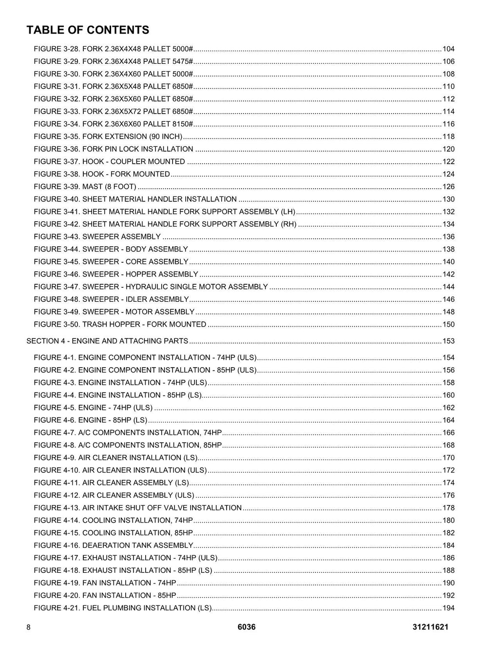 SKYTRAK 6036 Telehandler Parts Catalog Manual 31211621