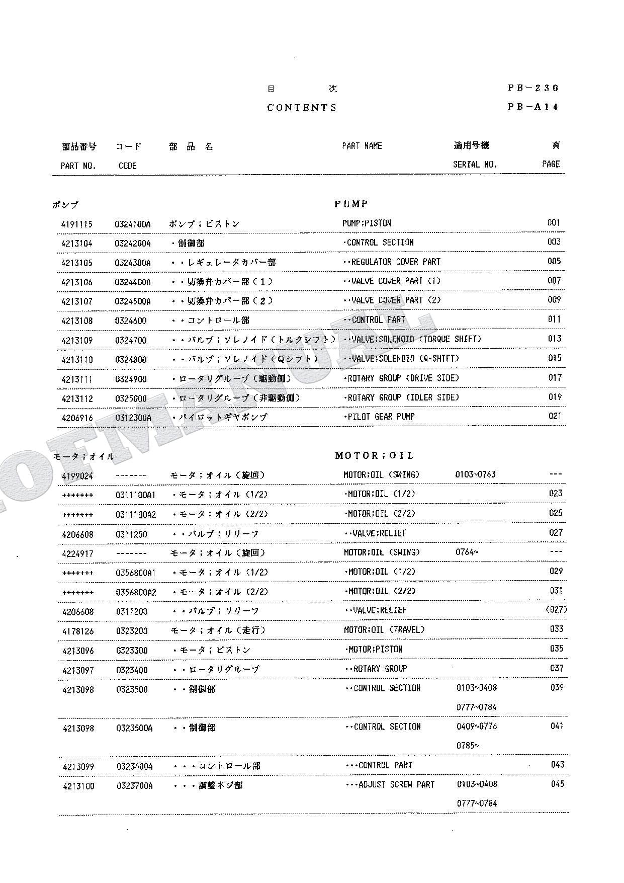 HITACHI EX100WD Equipment Component Excavator Parts Catalog Manual