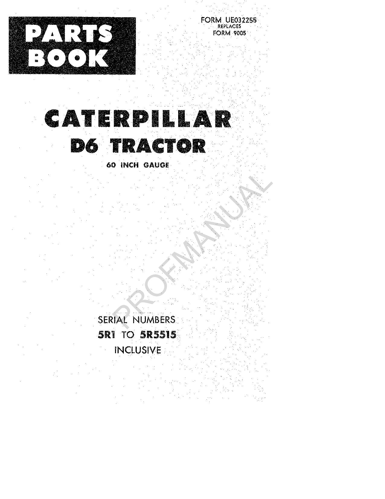 Caterpillar Cat D6 Tractor Parts Catalog Manual ser 5R1-5155