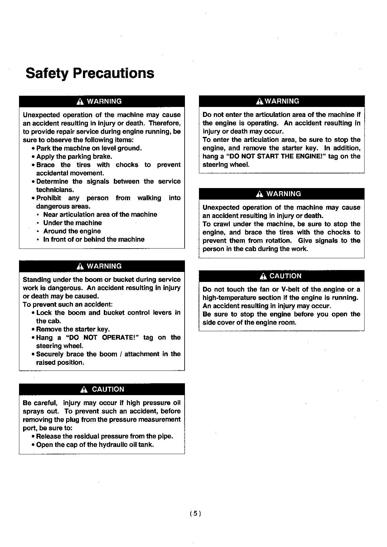 Hitachi ZW180-G Wheel Loader Technical Manual Troubleshooting