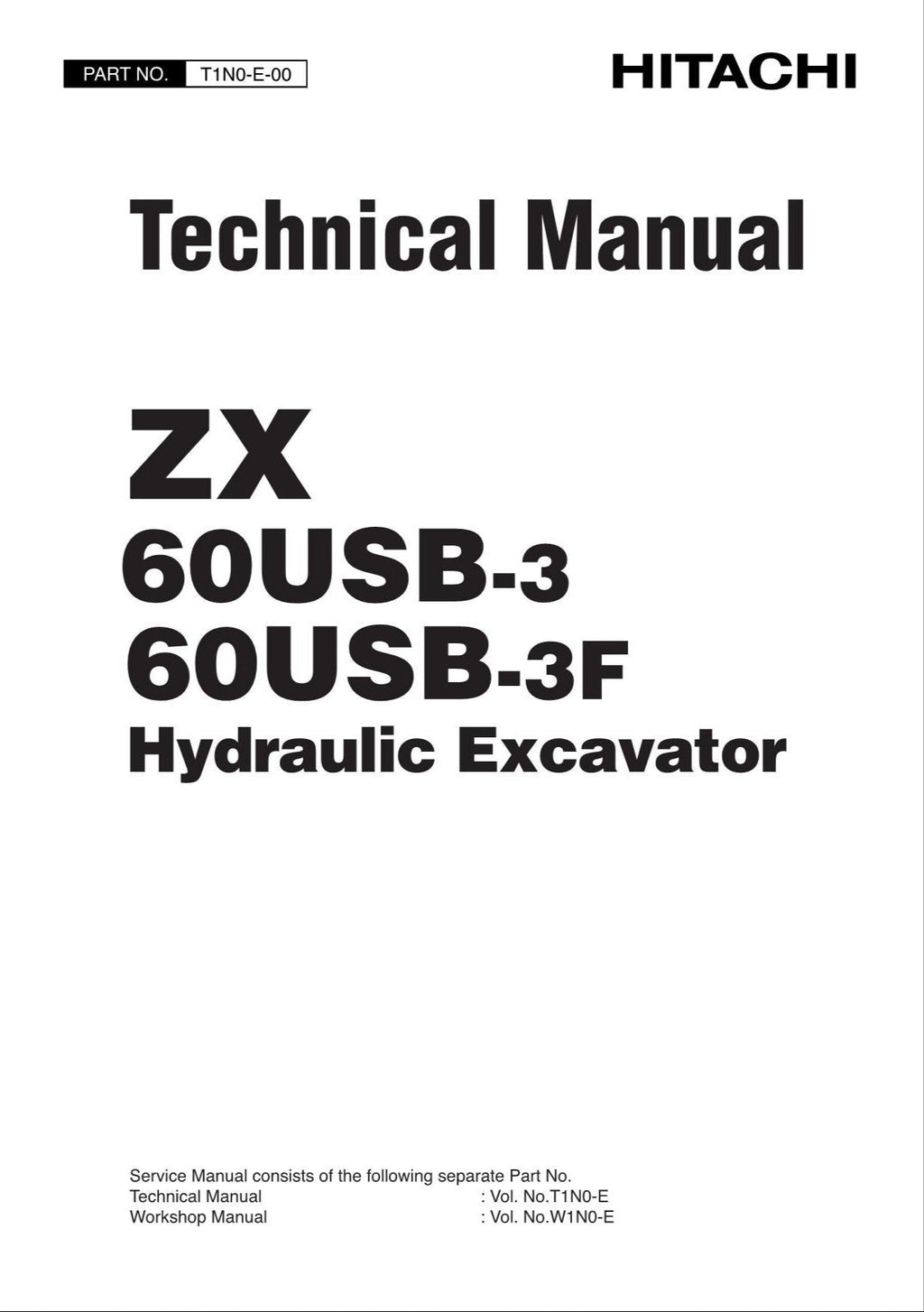 HITACHI ZAXIS ZX60USB-3 ZX60USB-3F Excavator +Schematic Technical Manual
