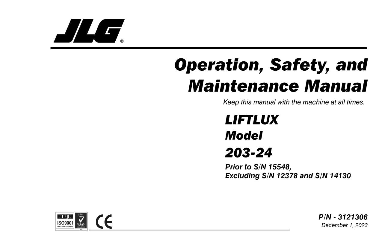 LIFTLUX 203-24 Scissor Lift Maintenance Operation Operators Manual 3121306
