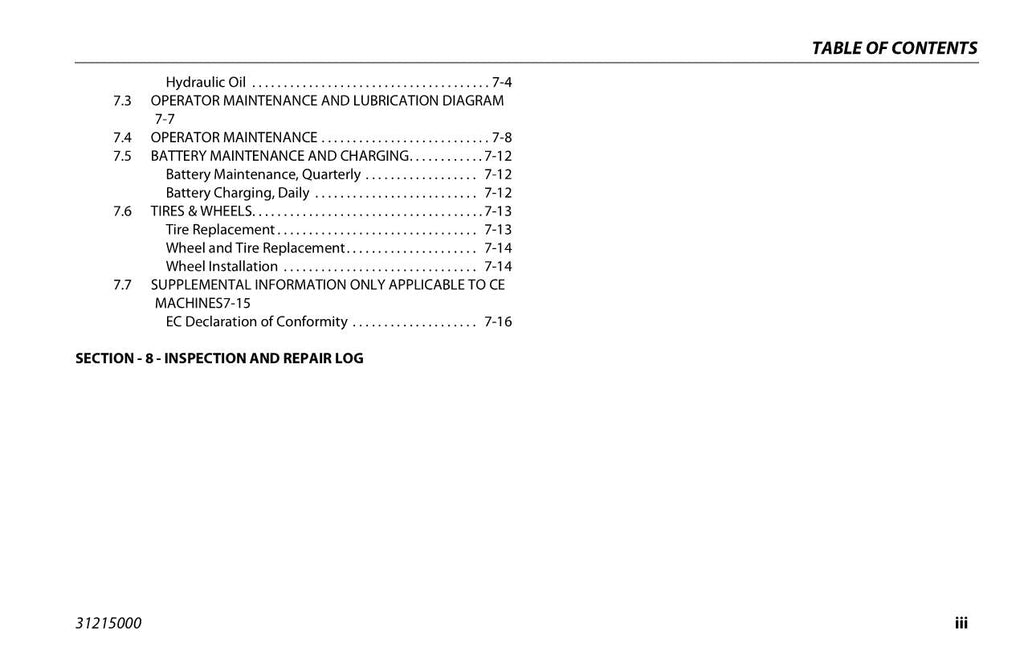Manual del operador de mantenimiento y operación de la plataforma elevadora JLG E300AJ E300AJP 31215000