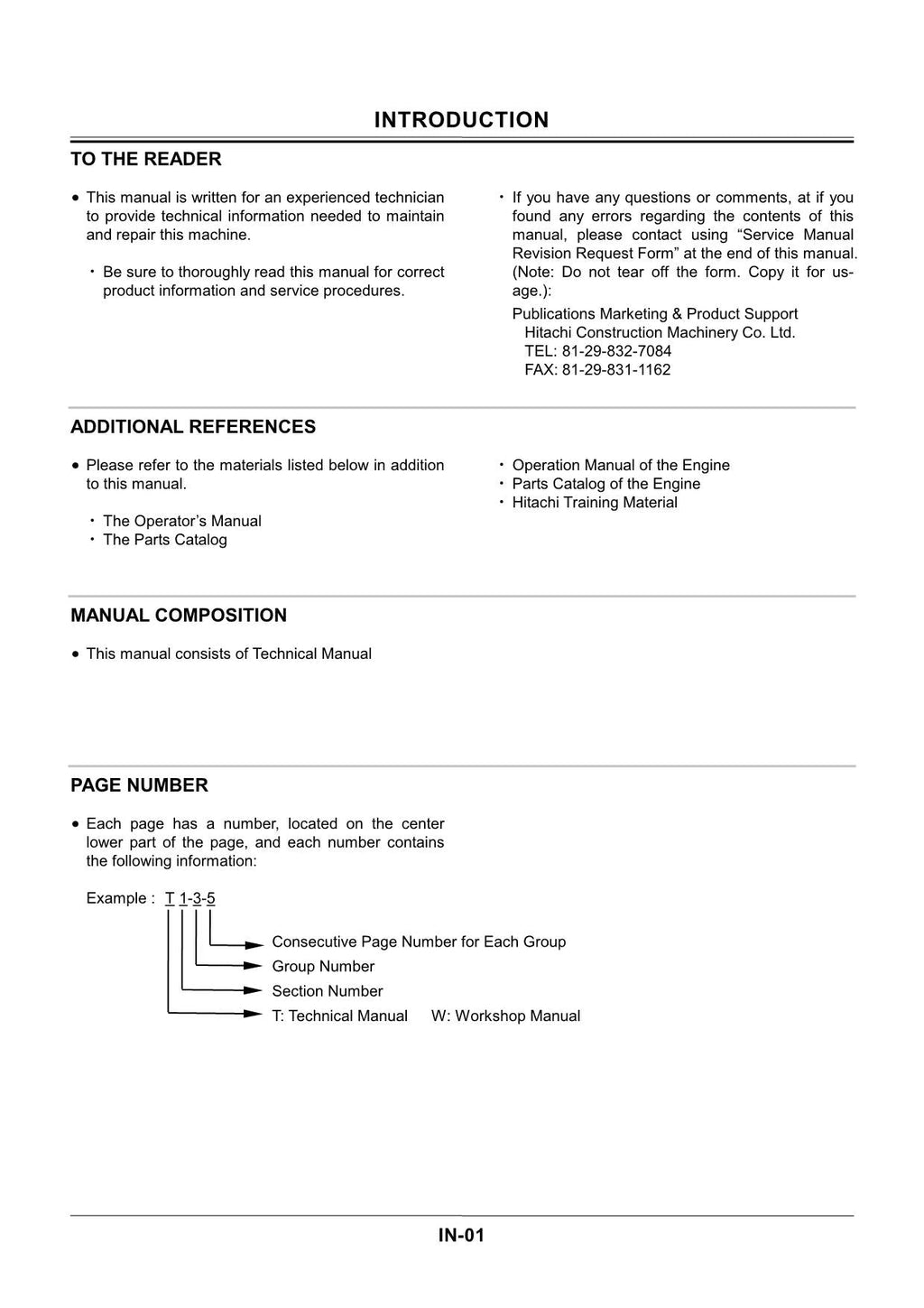 HITACHI ZAXIS Dr. ZX 160-3 180-3 200-3 225US-3 Class Excavator Technical Manual