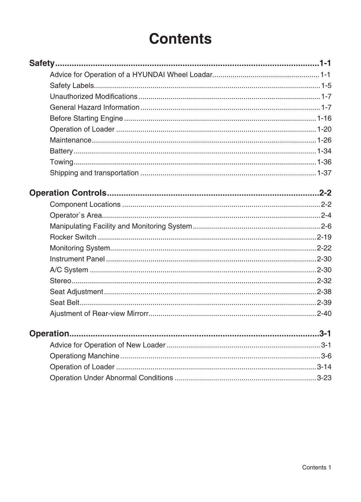 Hyundai HL630VL HL635VL WHEEL LOADER Operators Maintenance Manual