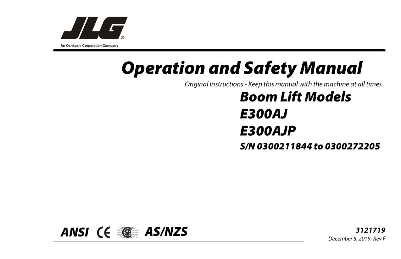 Manual del operador de mantenimiento y operación de la plataforma elevadora JLG E300AJ E300AJP 3121719