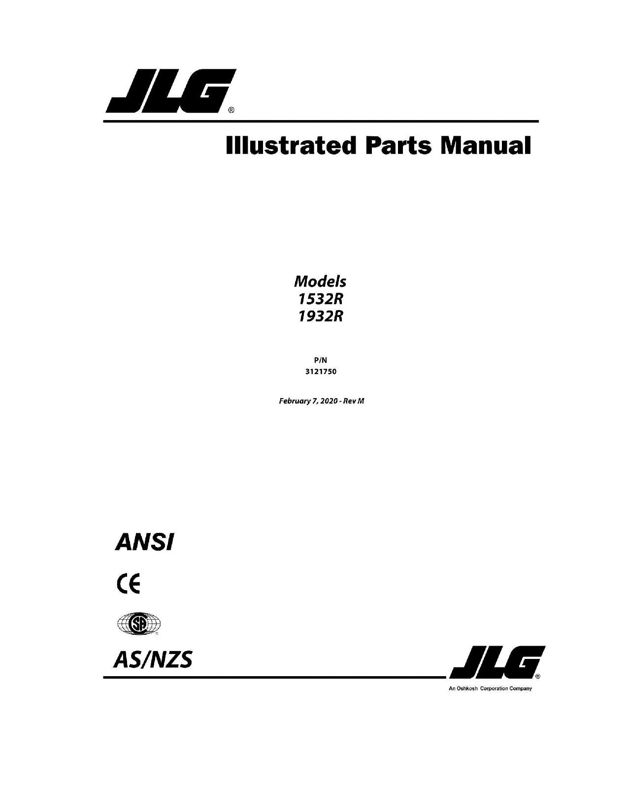 Manual del catálogo de piezas del elevador de tijera JLG 1532R 1932R