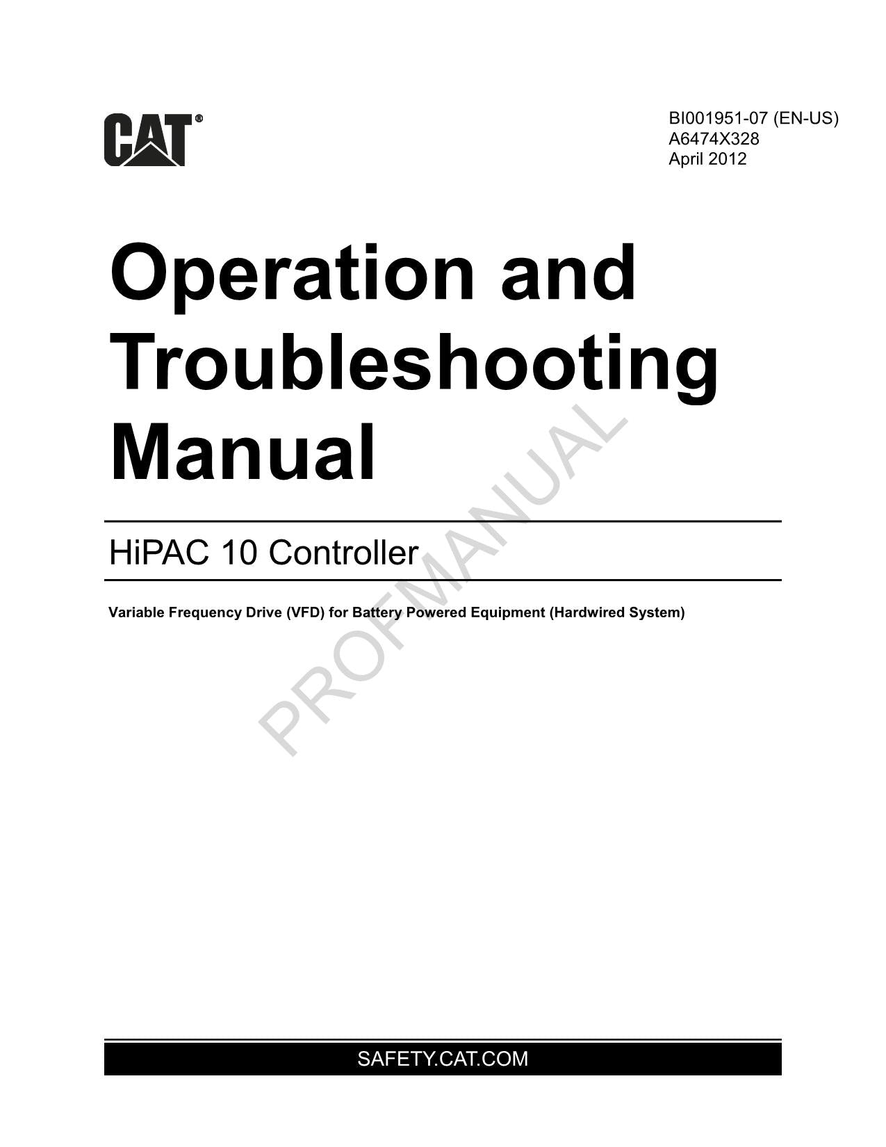 Caterpillar Cat HiPAC 10 Controller Operators Maintenance Manual