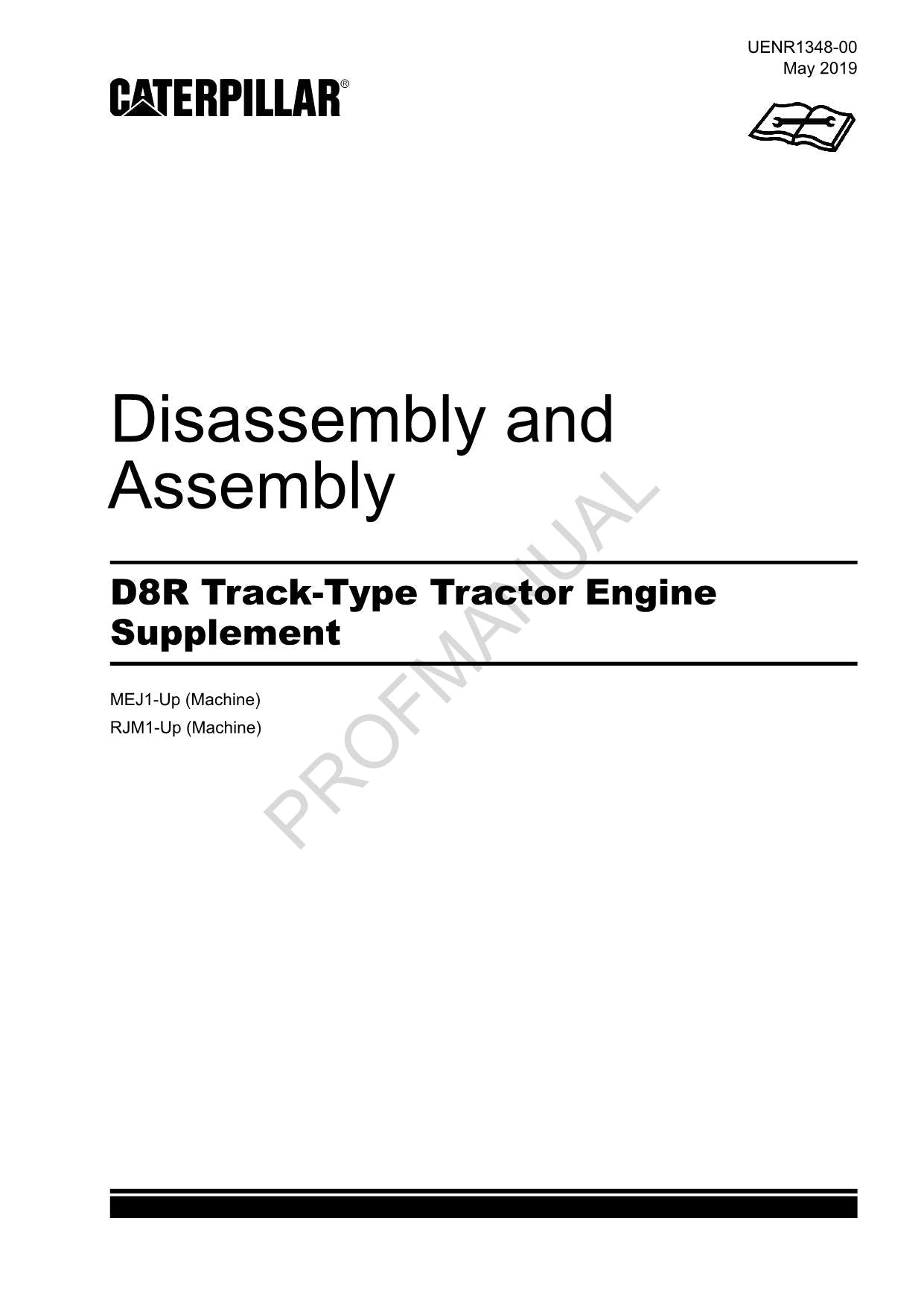 Caterpillar D8R Track Tractor Engine Suppl Manual Disassem Assem MEJ1 Up RJM1 Up