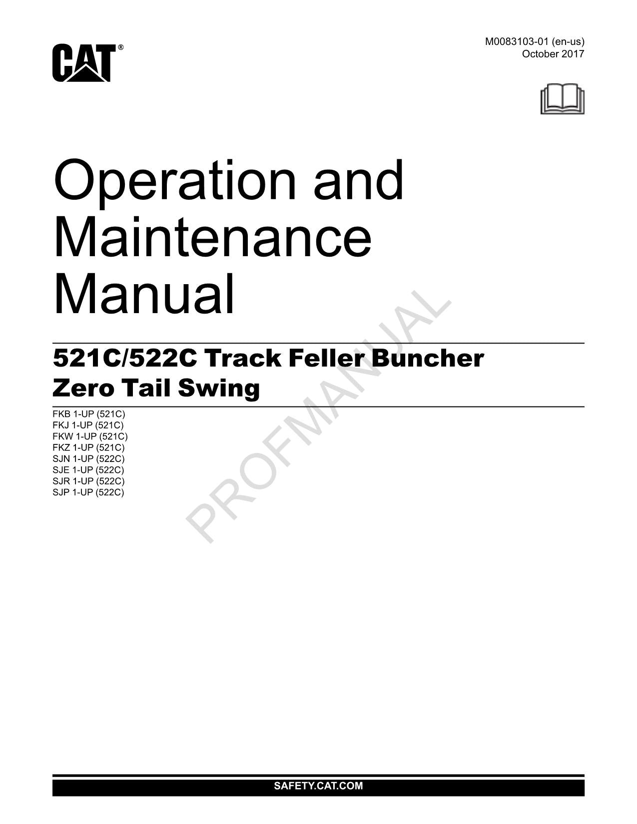 Manual del operador de la taladora apiladora de cadenas con giro de voladizo cero Caterpillar 521C y 522C