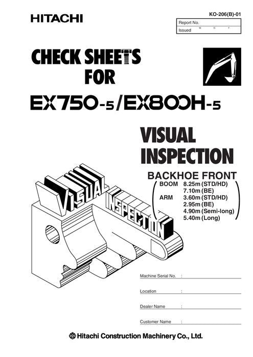 HITACHI EX750-5 EX800H-5 EXCAVATOR SERVICE MANUAL KO206B01
