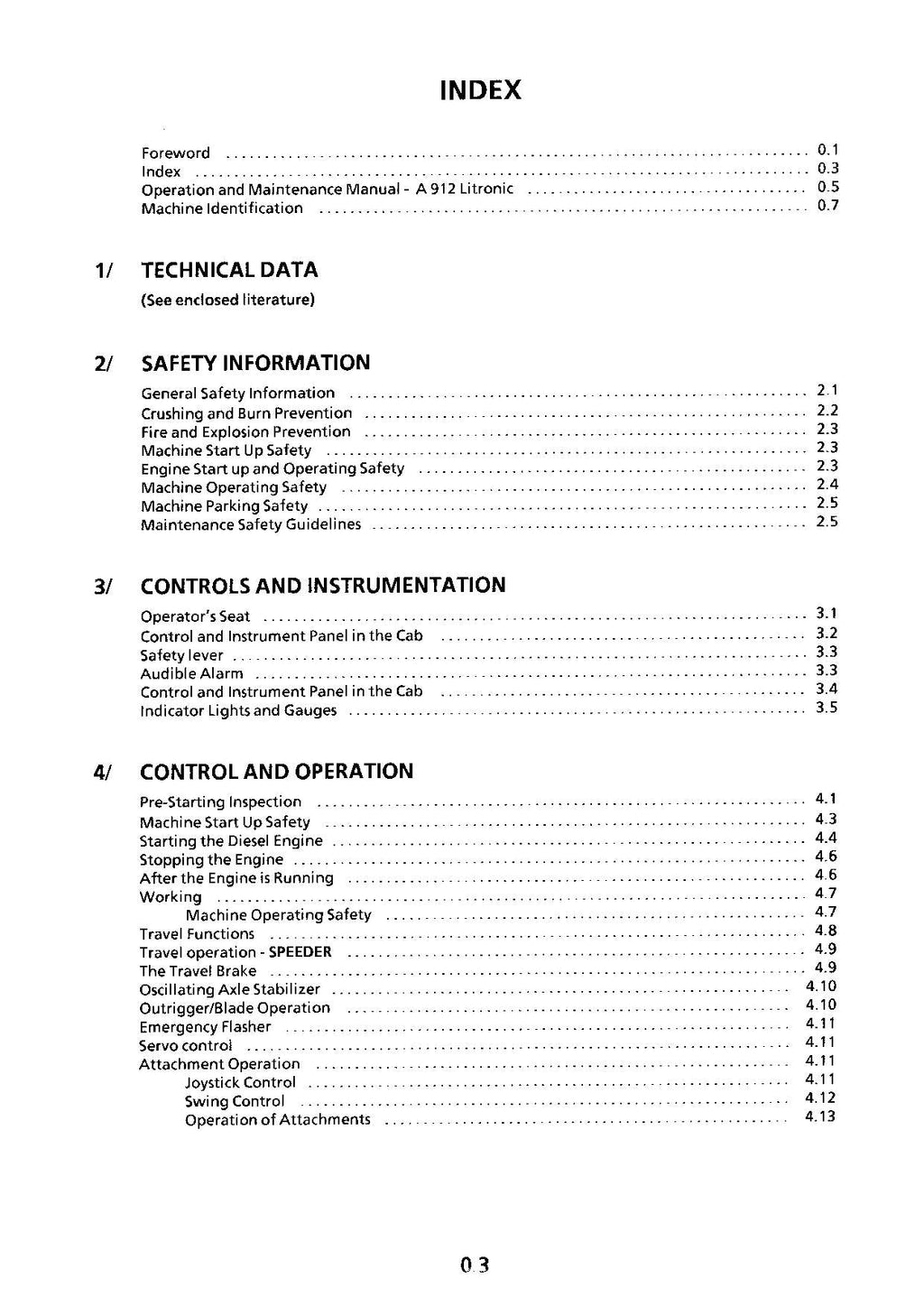 Liebherr A912 Litronic Excavator Operators manual serial 101