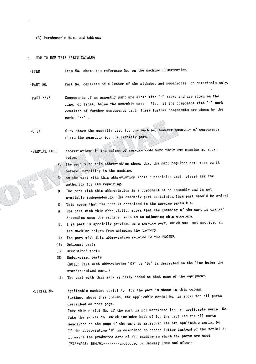 HITACHI EX60-2 Excavator Parts Catalog Manual SN 30001-