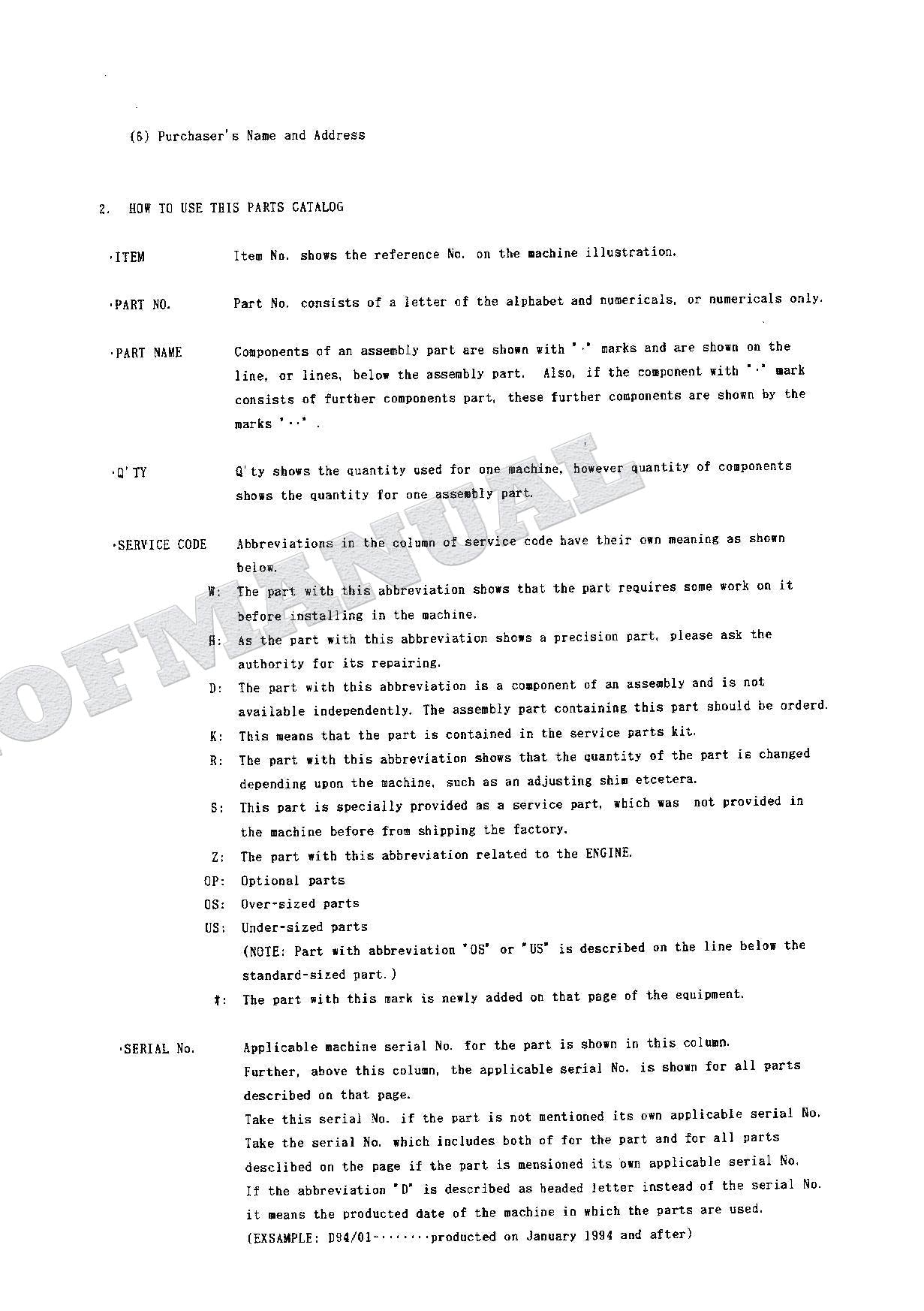 HITACHI EX60-2 Excavator Parts Catalog Manual SN 30001-