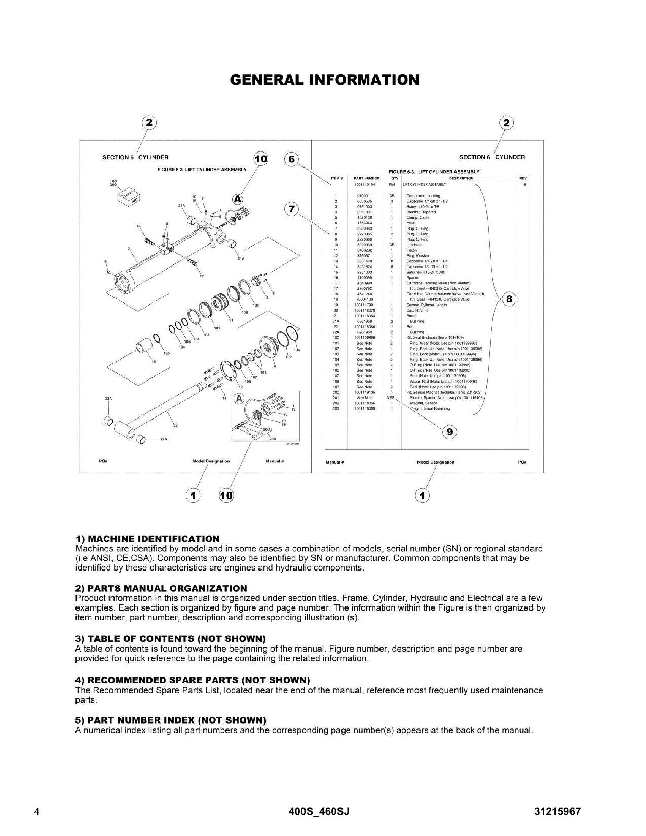 JLG  400S 460SJ Boom Lift Parts Catalog Manual
