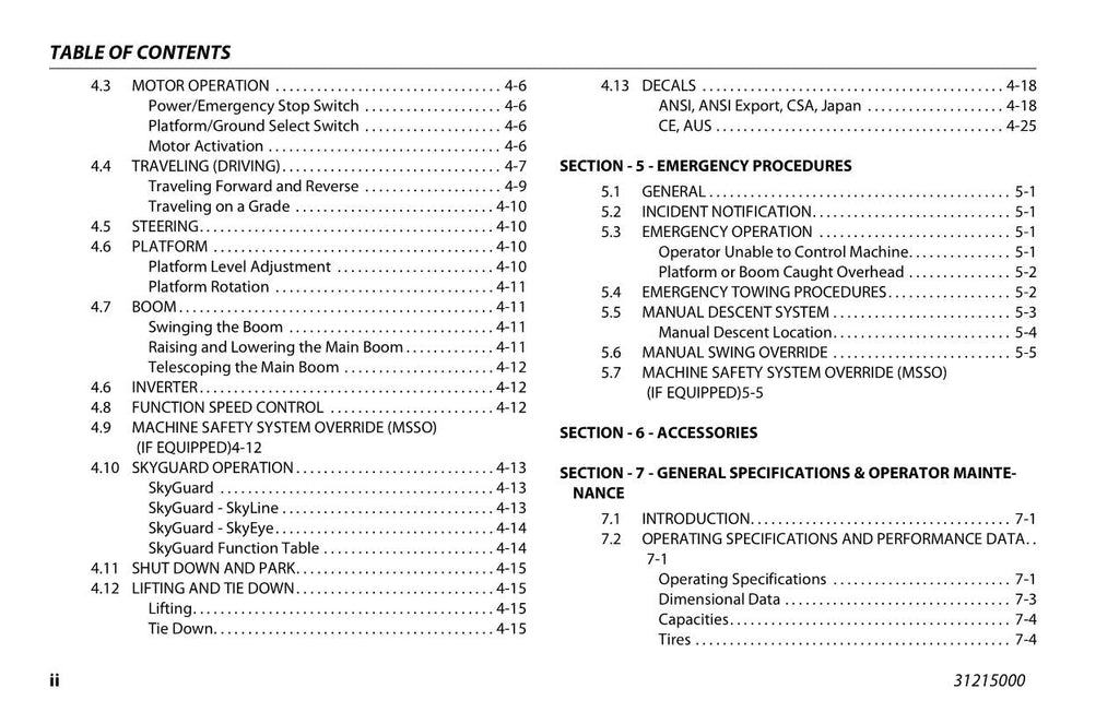 Manual del operador de mantenimiento y operación de la plataforma elevadora JLG E300AJ E300AJP 31215000