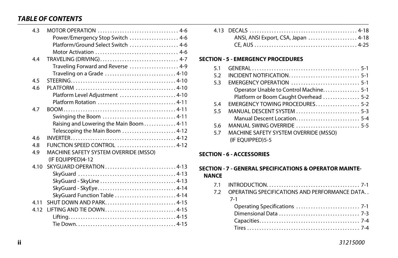 Manual del operador de mantenimiento y operación de la plataforma elevadora JLG E300AJ E300AJP 31215000