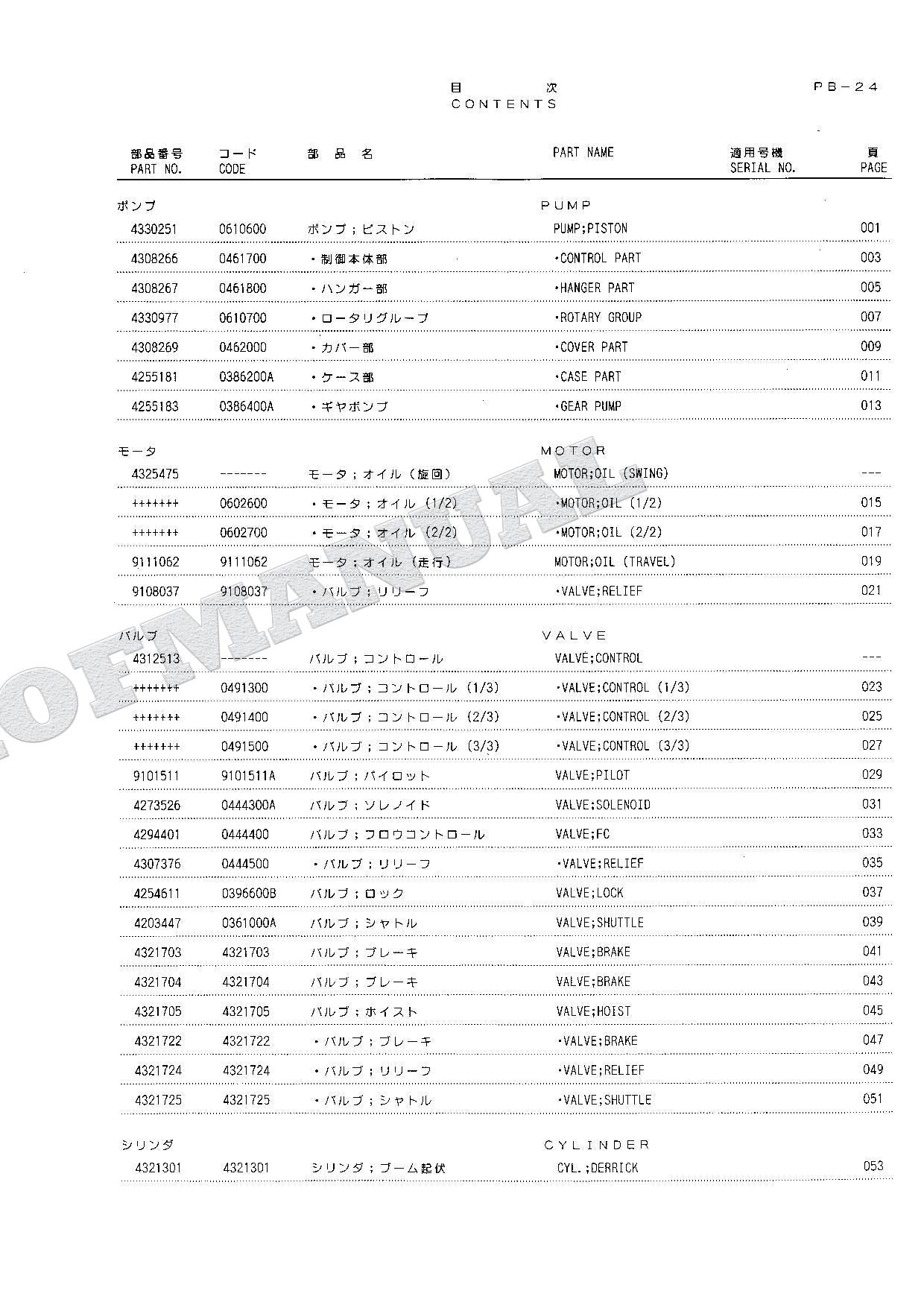 HITACHI EX60LCT-3 Equip Component Telescopic Crawler Crane Parts Catalog Manual