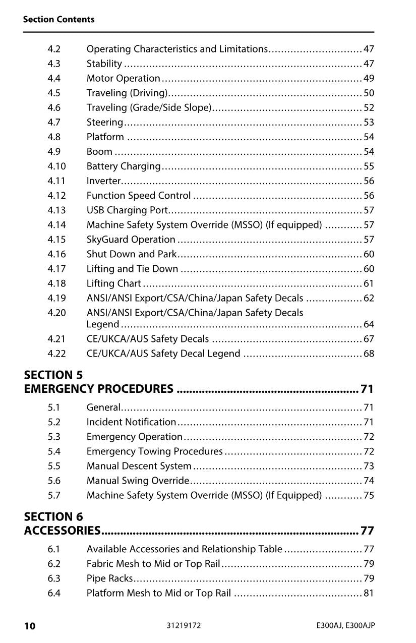 Manual del operador de mantenimiento y operación de la plataforma elevadora JLG E300AJ E300AJP 31219172