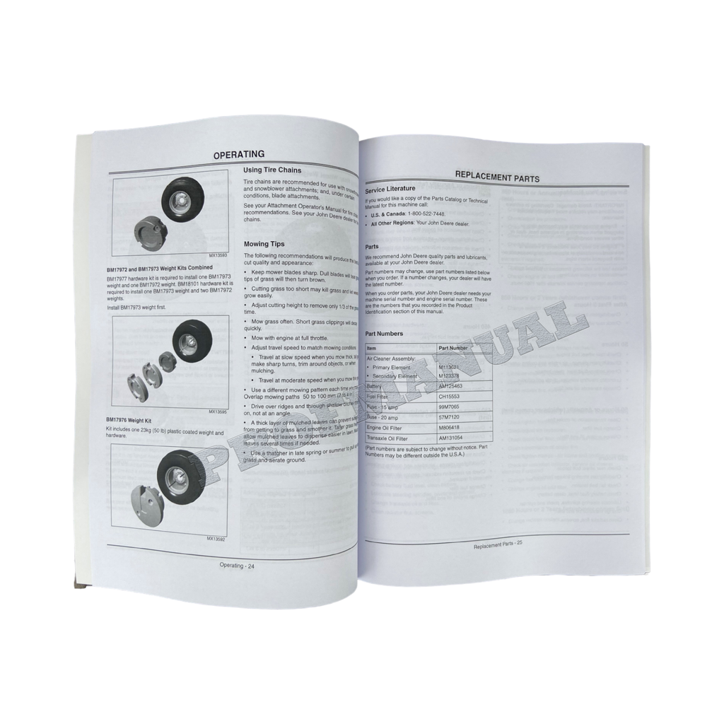 MANUAL DEL OPERADOR DEL TRACTOR JOHN DEERE X495 N.° 1