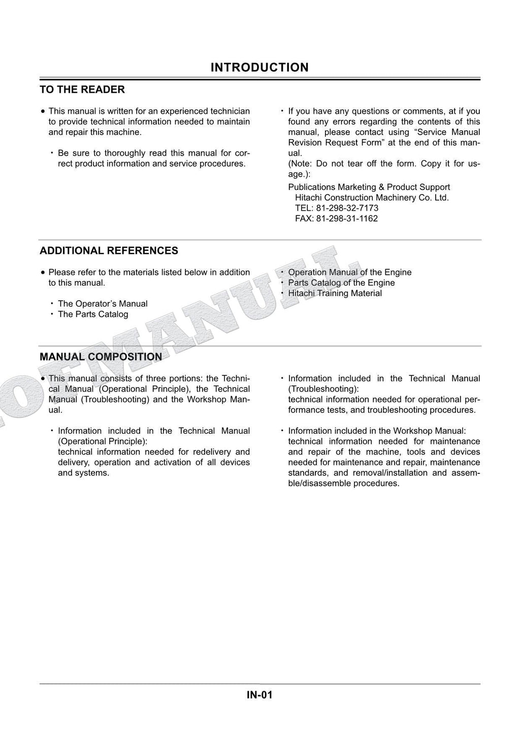 HITACHI ZX210W Excavator Service manual Operational Principle