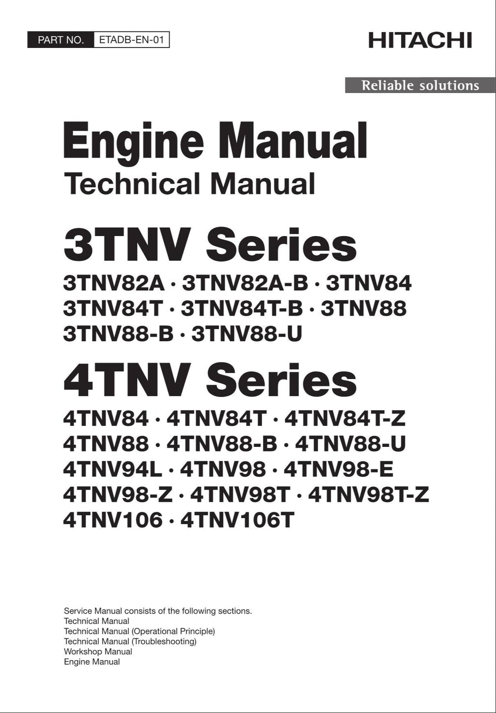 Manual técnico del motor HITACHI serie 4TNV 4TNV88-B 4TNV88-U 4TNV94L 4TNV98