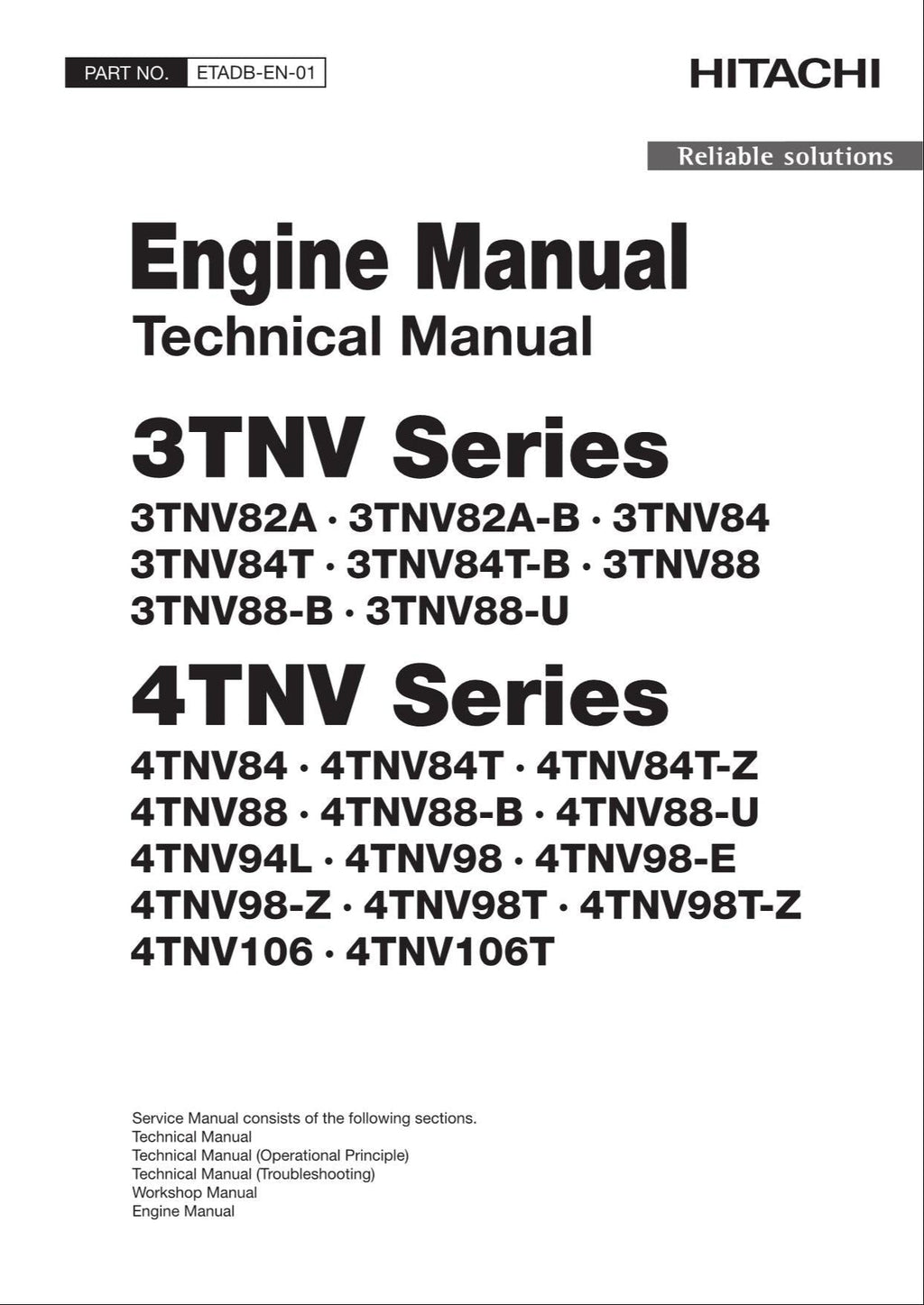 Manual técnico del motor HITACHI serie 4TNV 4TNV84 4TNV84T 4TNV84T-Z 4TNV88