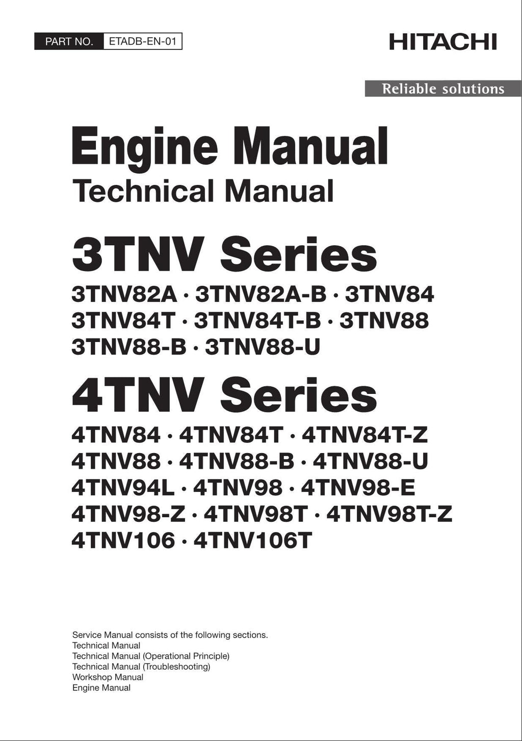 Manual técnico del motor HITACHI serie 3TNV 3TNV84T-B 3TNV88 3TNV88-B 3TNV88-U