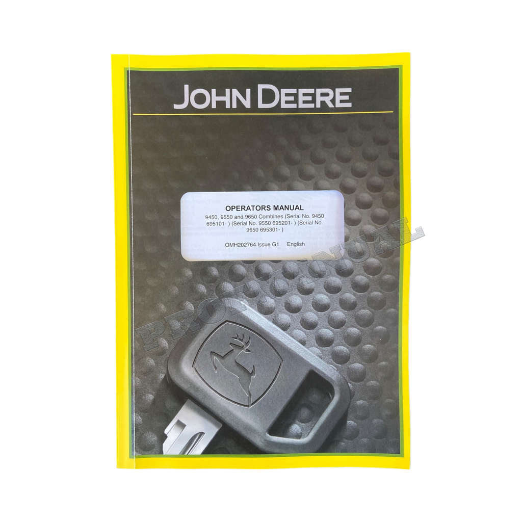 Manual del operador de la cosechadora John Deere 9450, 9550 y 9650 + ¡Extra! OMH202764