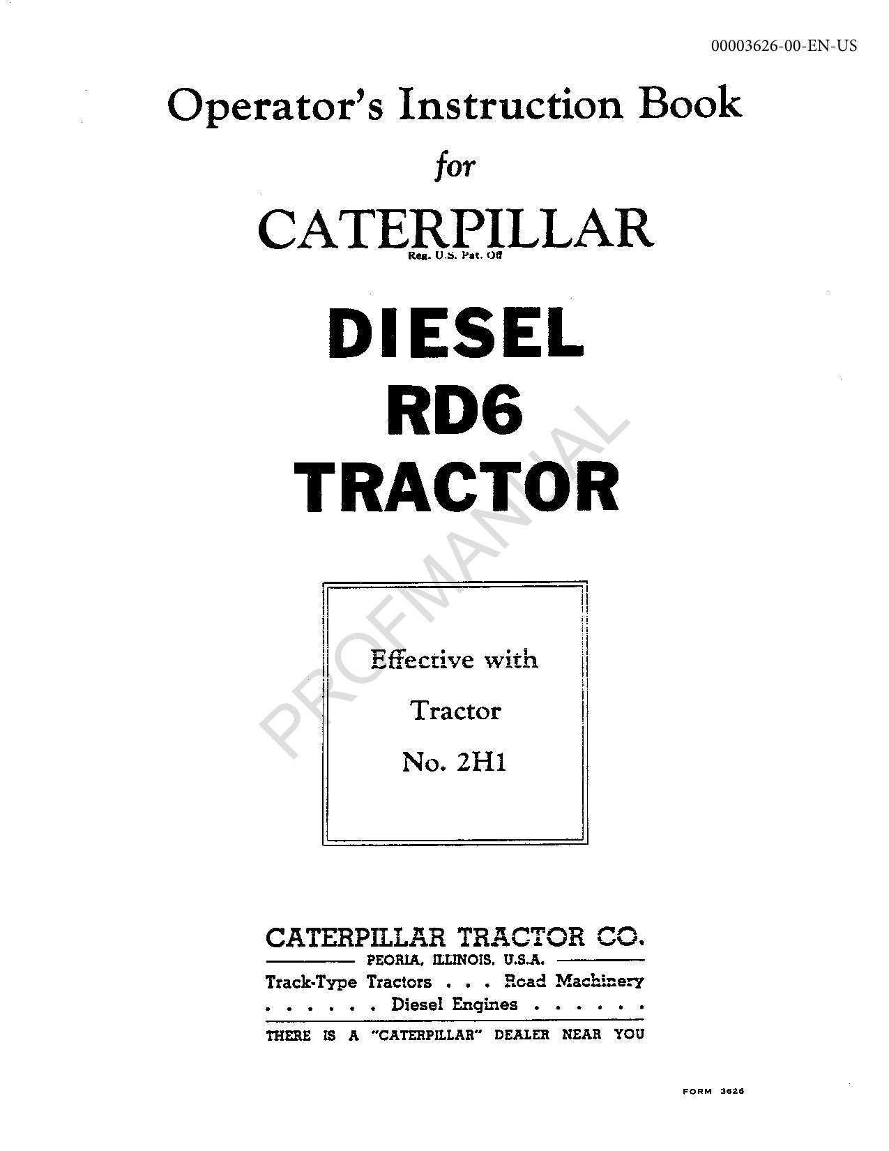 Manual de mantenimiento del operador del tractor Caterpillar Diesel RD6