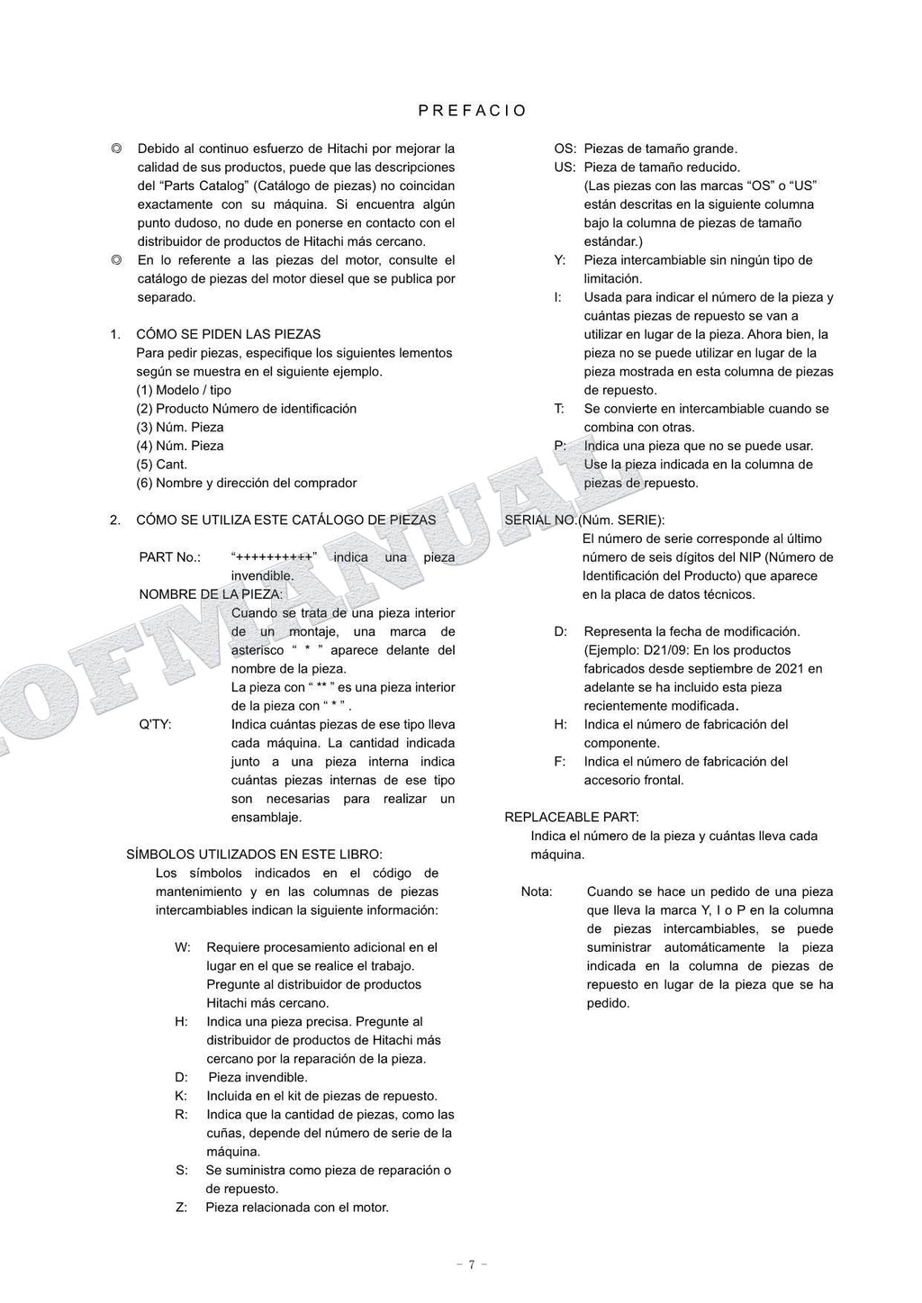 HITACHI ZAXIS ZX130-7 130LCN-7 Oceania Spec Excavator Parts Catalog Manual