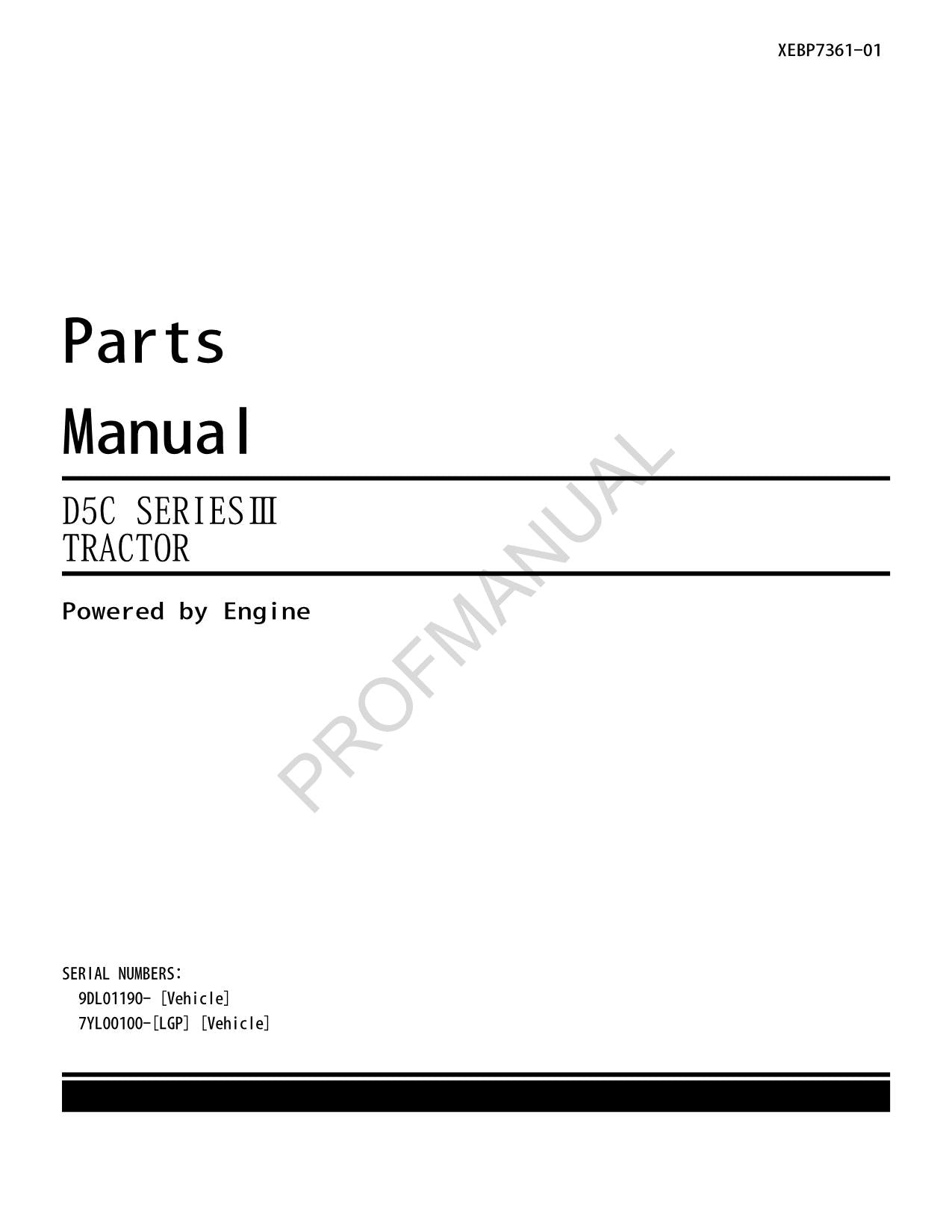 Caterpillar Cat D5C Series III Tractor Parts Catalog Manual 9DL01190-7YL00100