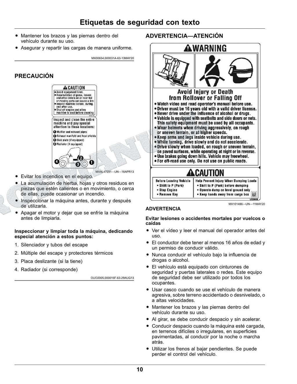 John Deere XUV560E XUV560E S4 cocodrilo Manual del Operador Español SN 040001-