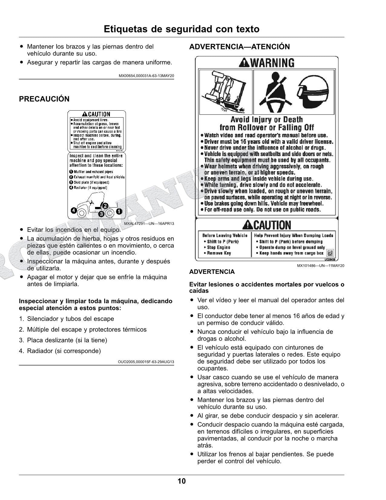John Deere XUV560E XUV560E S4 cocodrilo Manual del Operador Español SN 040001-