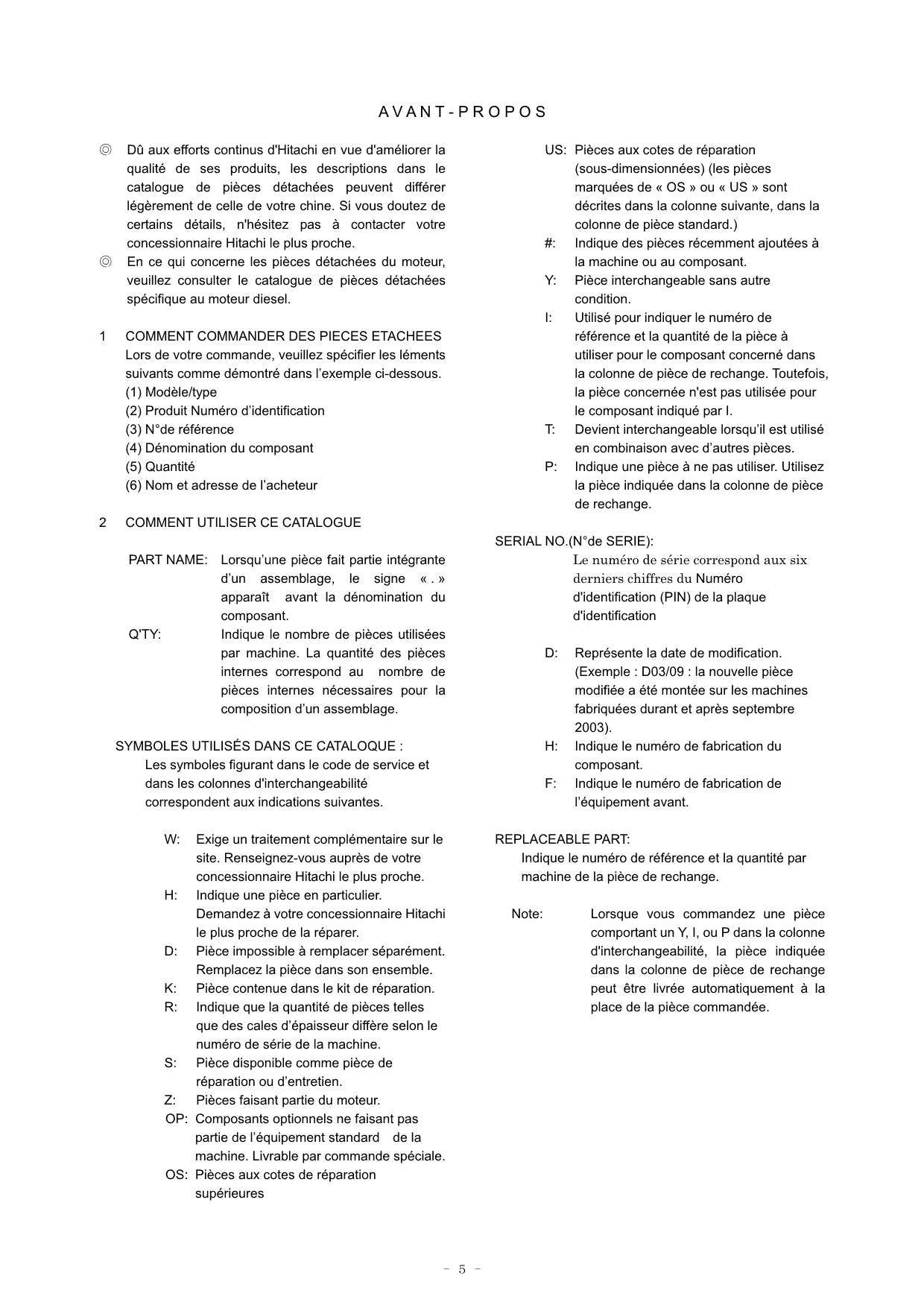 Hitachi ZW310 Wheel Loader Parts Catalog Manual SN 4HF 000101-up 4HA 005101-up