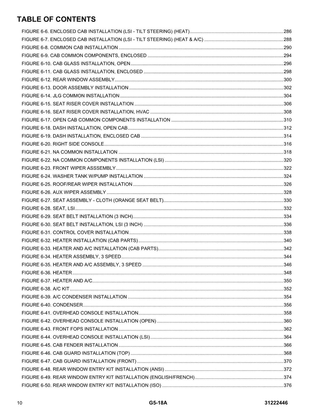 Manual del catálogo de piezas del manipulador telescópico JLG G5-18A 31222446