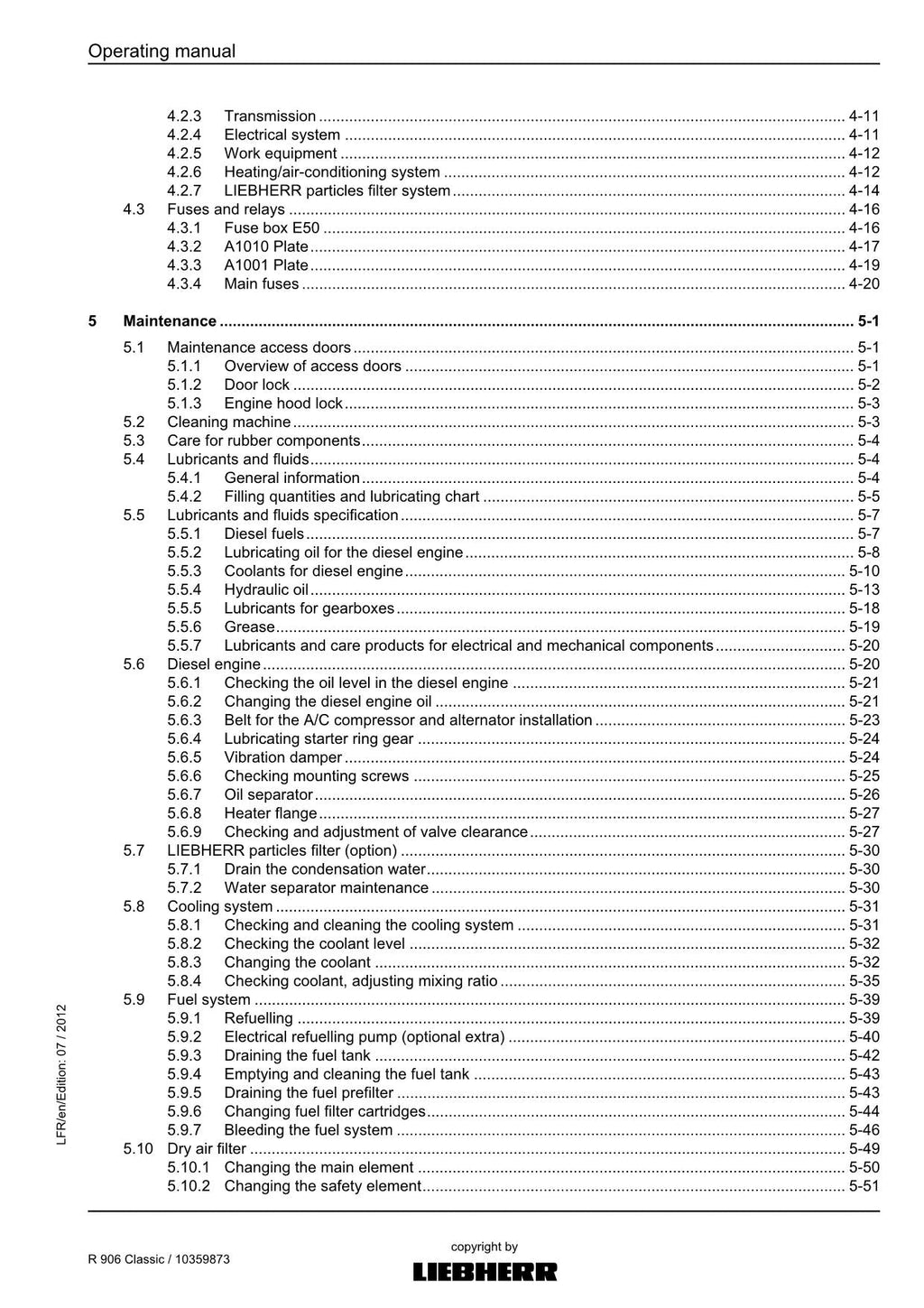Liebherr R906 Classic Excavator Operators manual serial 31049