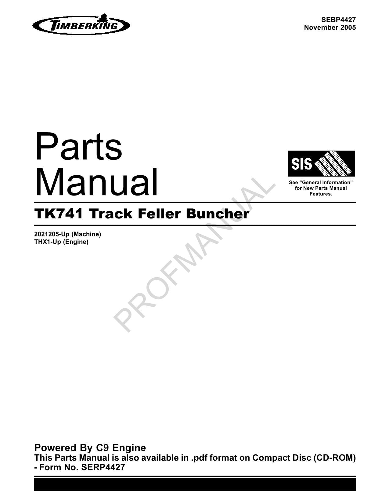Manual del catálogo de piezas de la taladora apiladora de cadenas Caterpillar TK741 2021205-Up THX1-Up